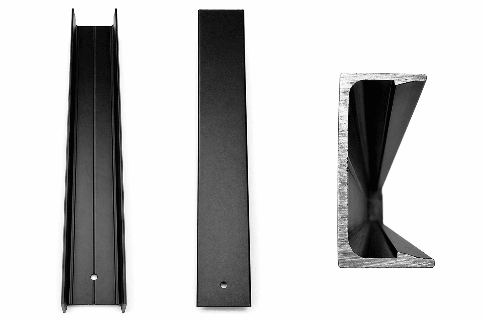 Alpine eindlat/hoeklijst - 200 cm - 3 clips - ZWART